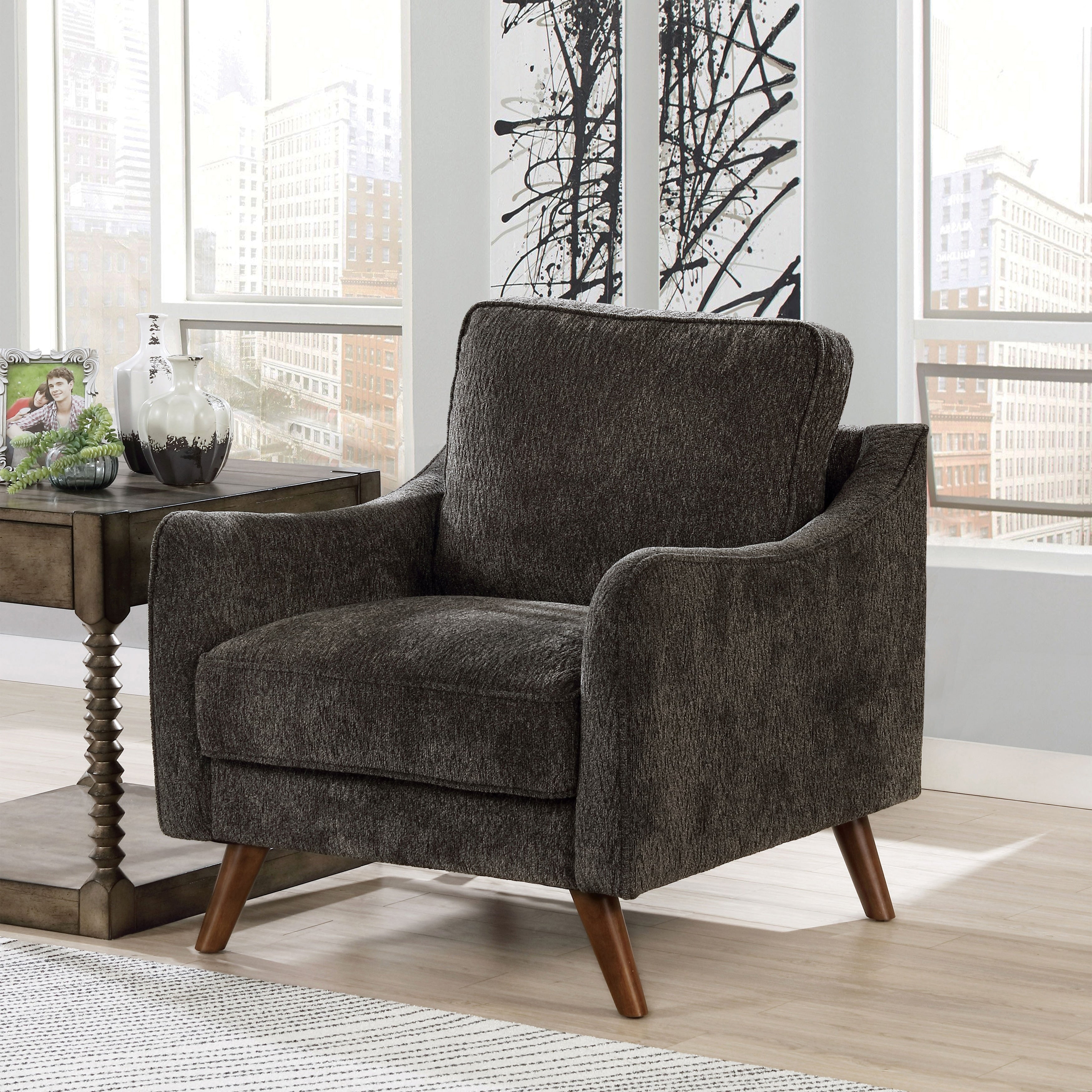 Furniture Of America Pelteker Mid Century Modern Chenille Chair