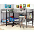 Furniture Of America Pewtern Contemporary L Shaped Twin Grey Silver Bunk Bed With Workstation