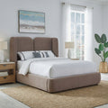 Furniture Of America Phoro Modern Teak Brown Chenille Platform Bed With Oeko Tex Certified