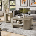 Furniture Of America Piez Modern 2 Piece Oak Wood Coffee Table Set With Open Shelf And Casters