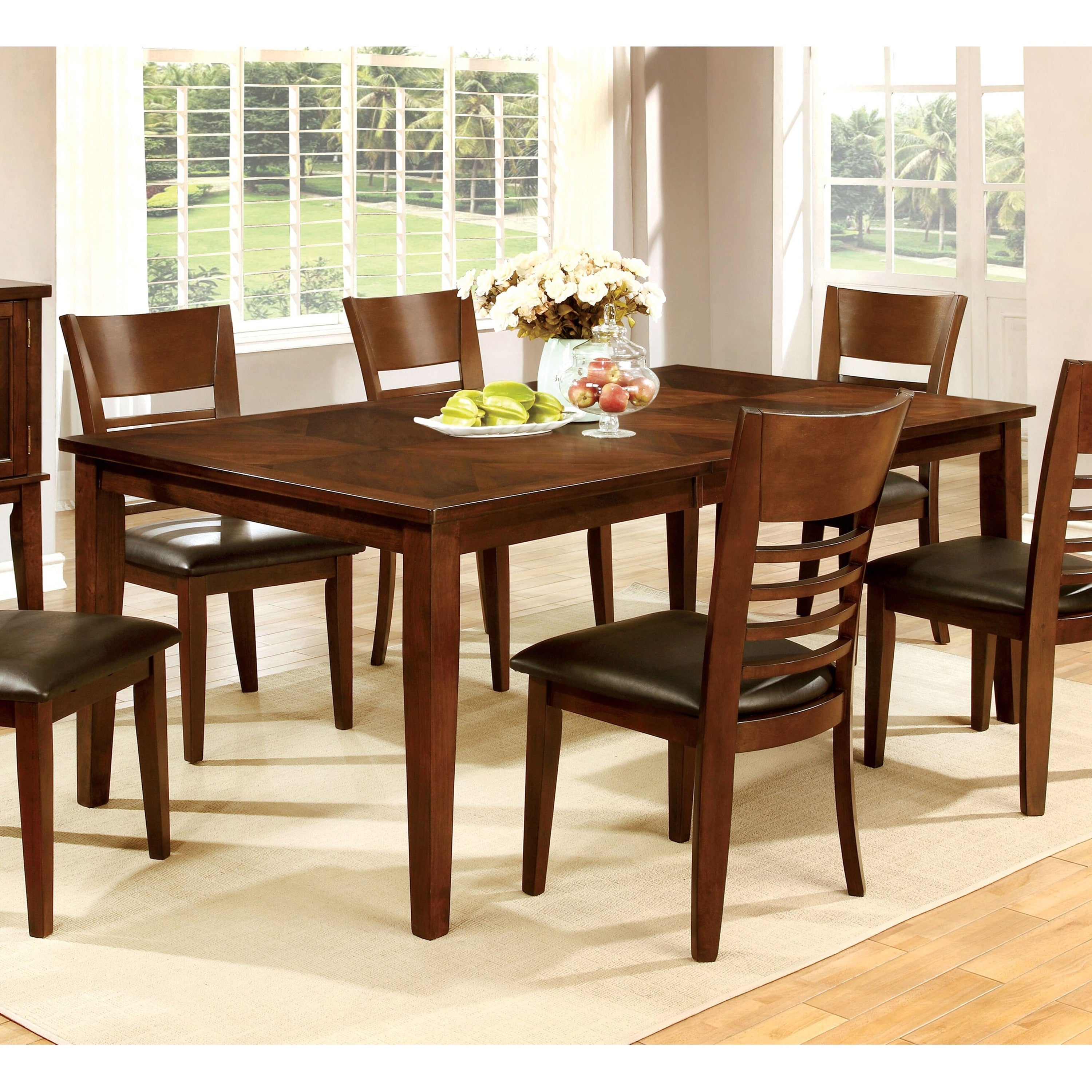 Furniture Of America Leonard Ii Brown Cherry 78 Inch Dining Table
