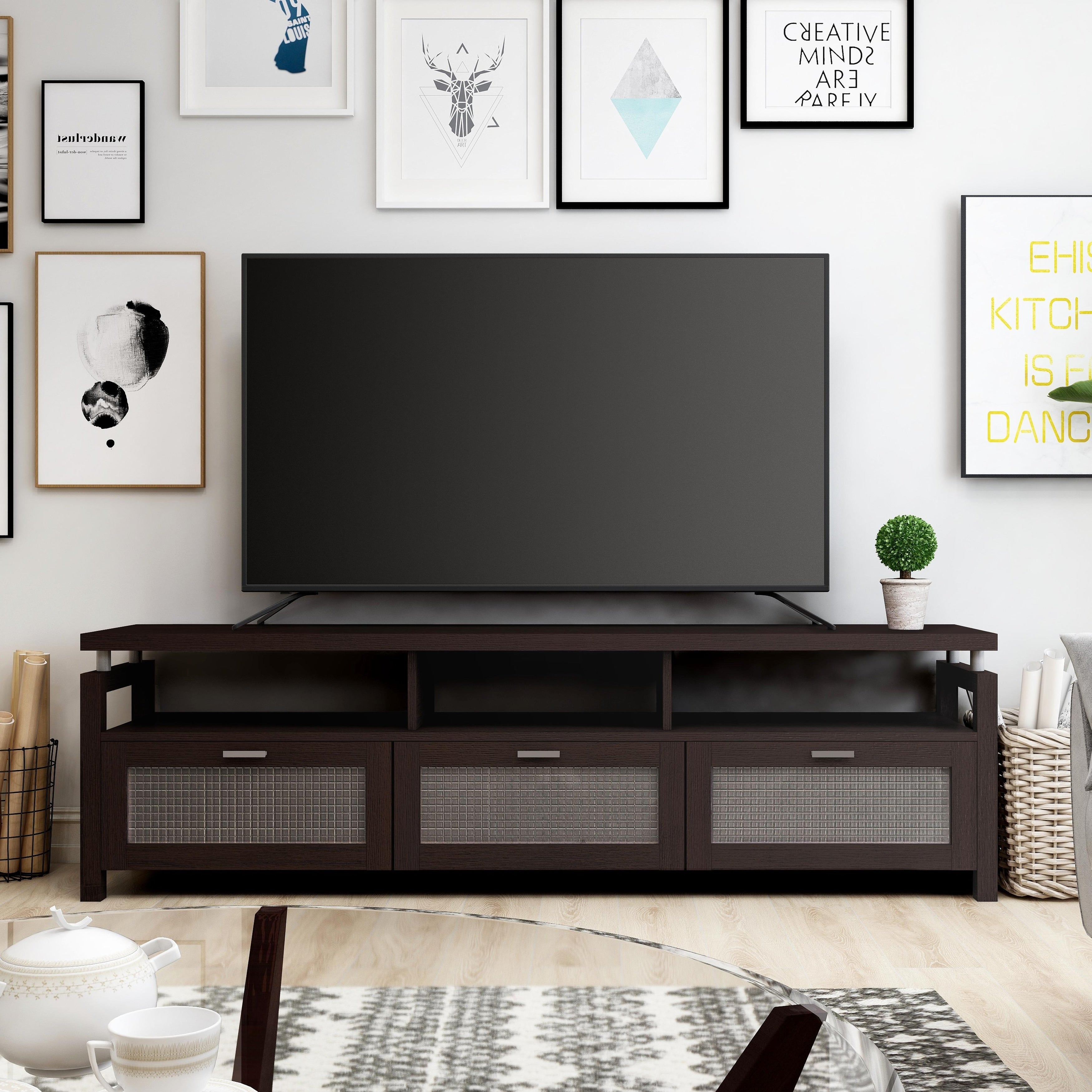 Furniture Of America Bauston Espresso Wood Entertainment Console