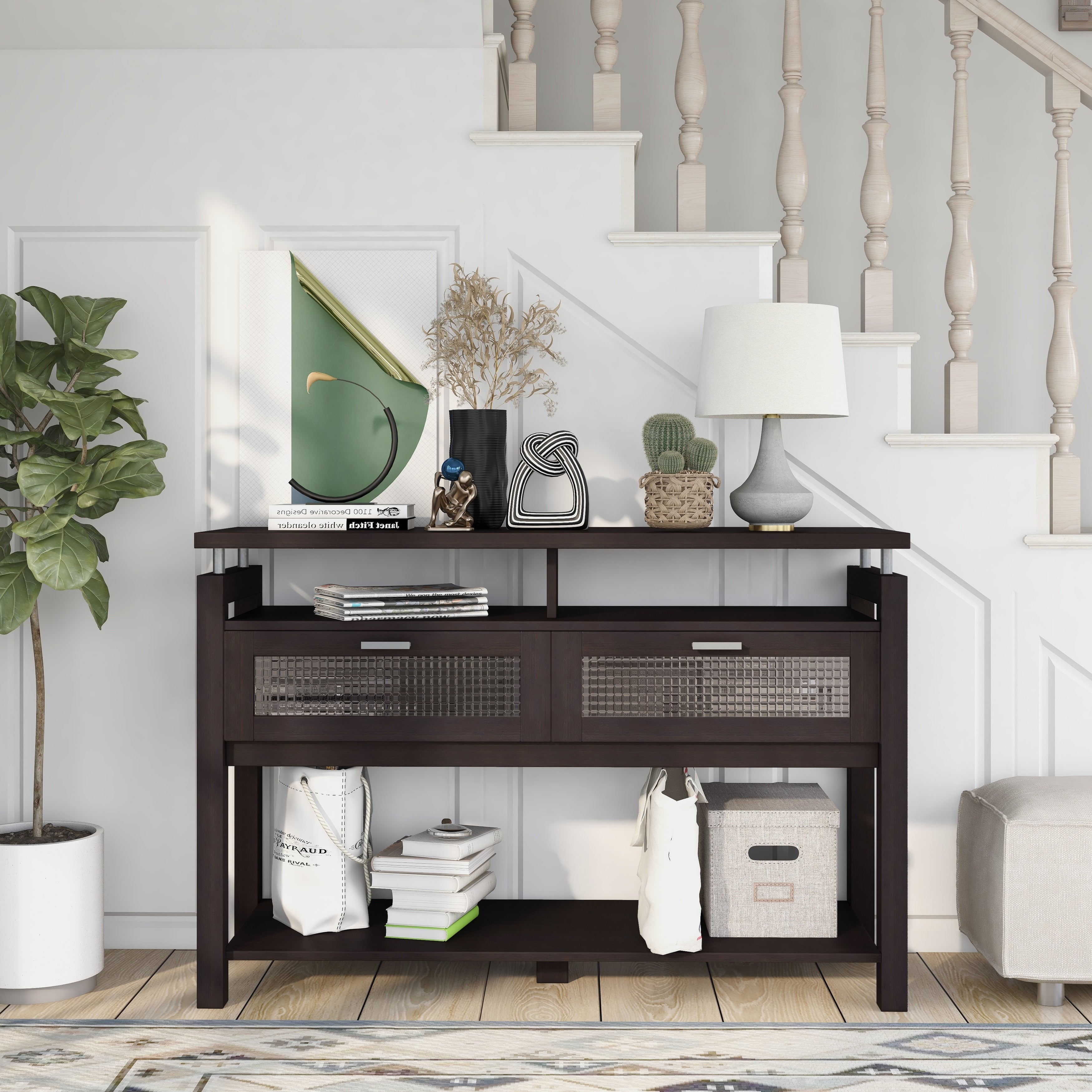 Furniture Of America Bauston Espresso 2 Storage Sofa Table