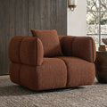 Furniture Of America Premier Modern 41 Inch Rustic Amber Premium Upholstered Biscuit Tufted Swivel Arm Chair