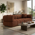 Furniture Of America Premier Modern 97 Inch Rustic Amber Premium Upholstered Biscuit Tufted Sofa