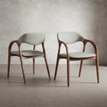 Furniture Of America Premier Modern Walnut Padded Curved Dining Arm Chairs Set Of 2