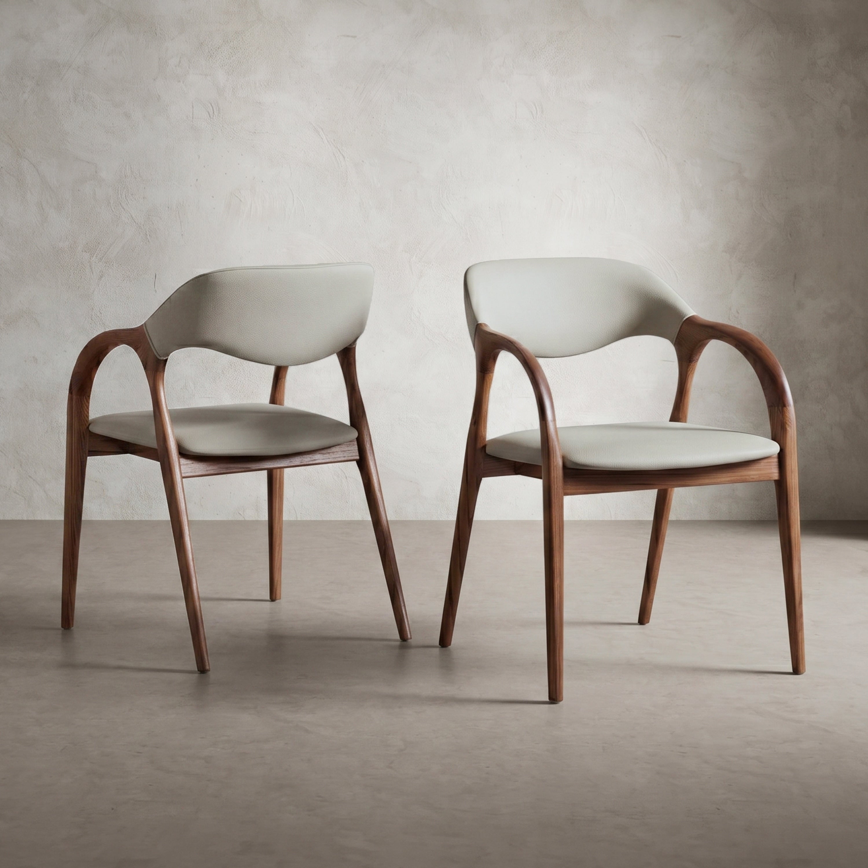 Furniture Of America Premier Modern Walnut Padded Curved Dining Arm Chairs Set Of 2