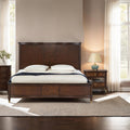 Furniture Of America Prylen Modern 2 Piece Dark Cherry Solid Wood Panel Bedroom Set With Led Reading Lights