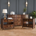 Furniture Of America Prylen Modern 3 Piece Dark Cherry Solid Wood Dresser And 2 Nightstand Bedroom Set
