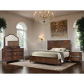 Furniture Of America Prylen Modern 4 Piece Dark Cherry Solid Wood Panel Bedroom Set With Led Reading Lights