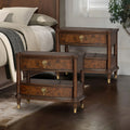 Furniture Of America Prylen Modern Dark Cherry Solid Wood 2 Drawer Nightstand With Led Light And Usb Ports Set Of 2