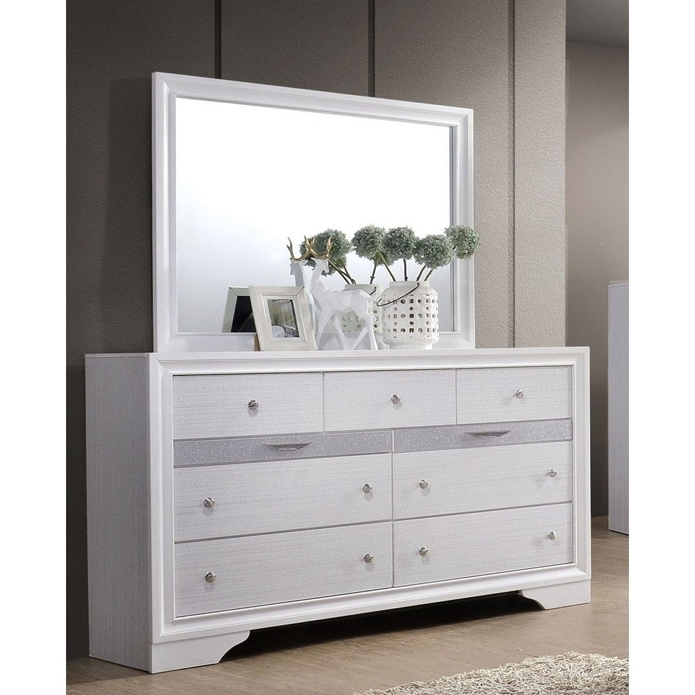 Adielle Contemporary White 2 Piece Dresser And Mirror Set By Foa