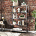 Revo Industrial Pipe Inspired 5 Tier Sand Black Bookshelf By Foa