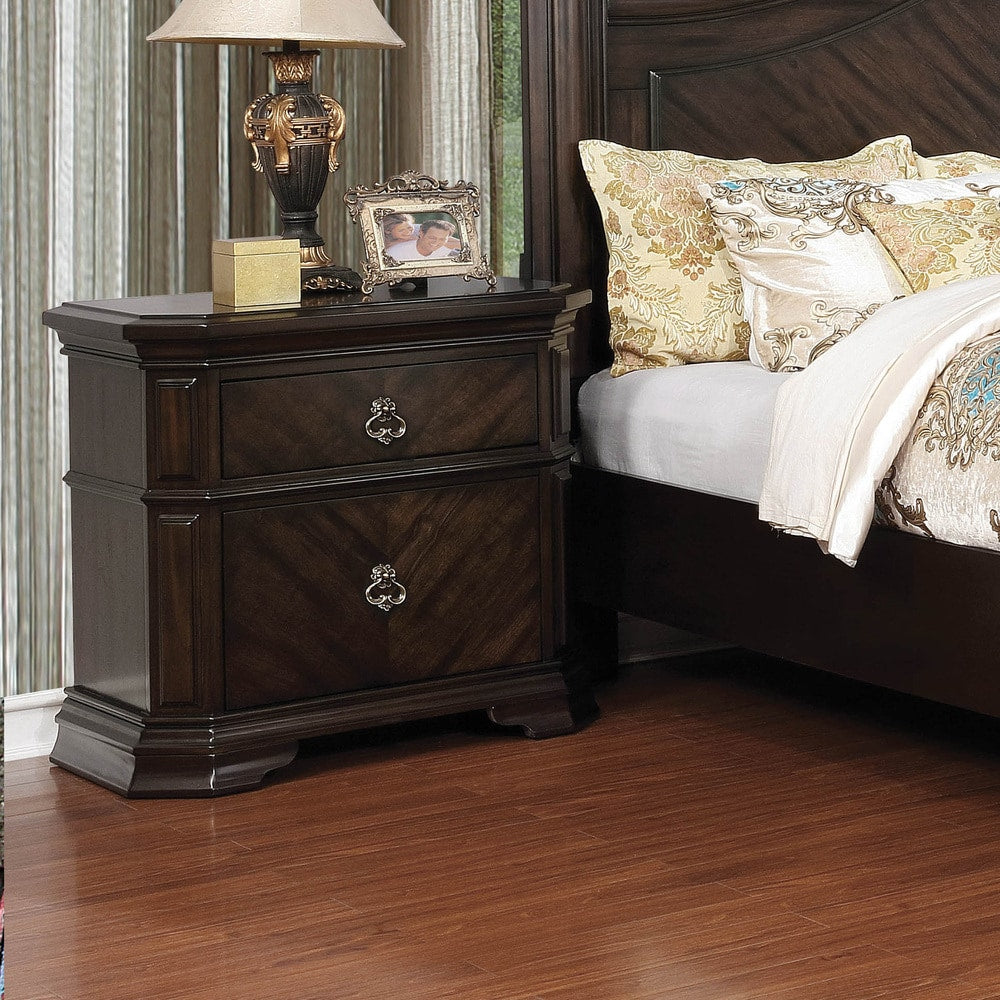 Riley Traditional Espresso 2 Drawer Nightstand With Usb By Foa