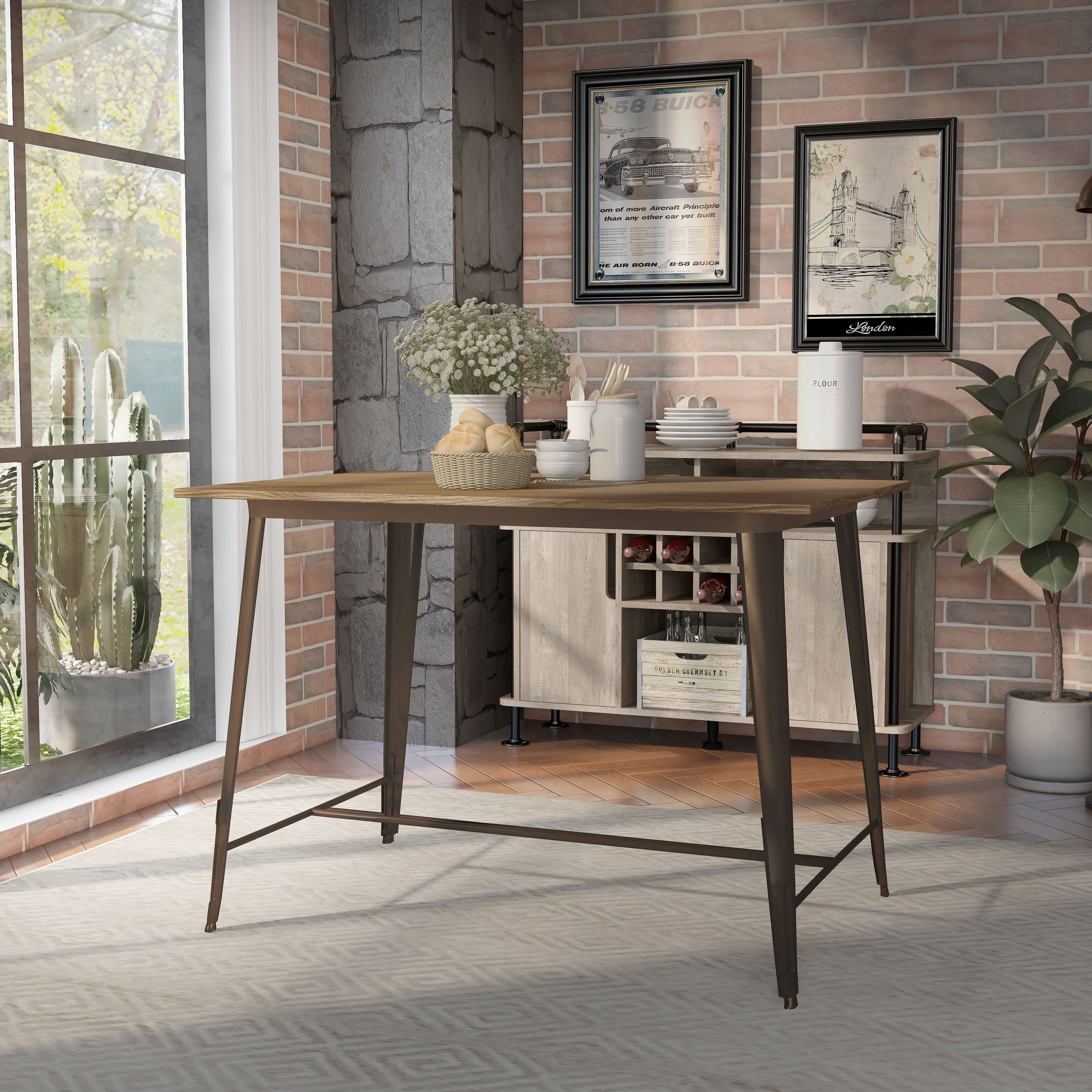 Furniture Of America Tripton Industrial Counter Height Dining Table Brown