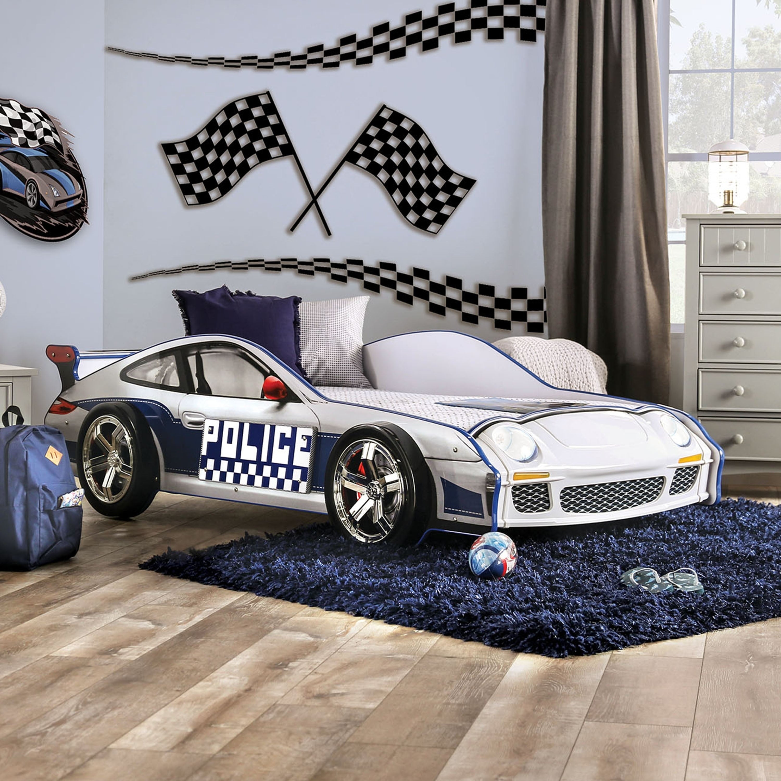 Ride Along Black Police Car Bed By Foa