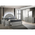 Furniture Of America Rosdale Glam 5 Piece Metallic Grey Wood 7 Sided Led Headboard Platform Bedroom Set With Rectangular Mirror
