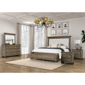 Furniture Of America Rubb 5 Piece Aged Oak Wood Tufted Panel Bedroom Set With Storage Footboard Bench