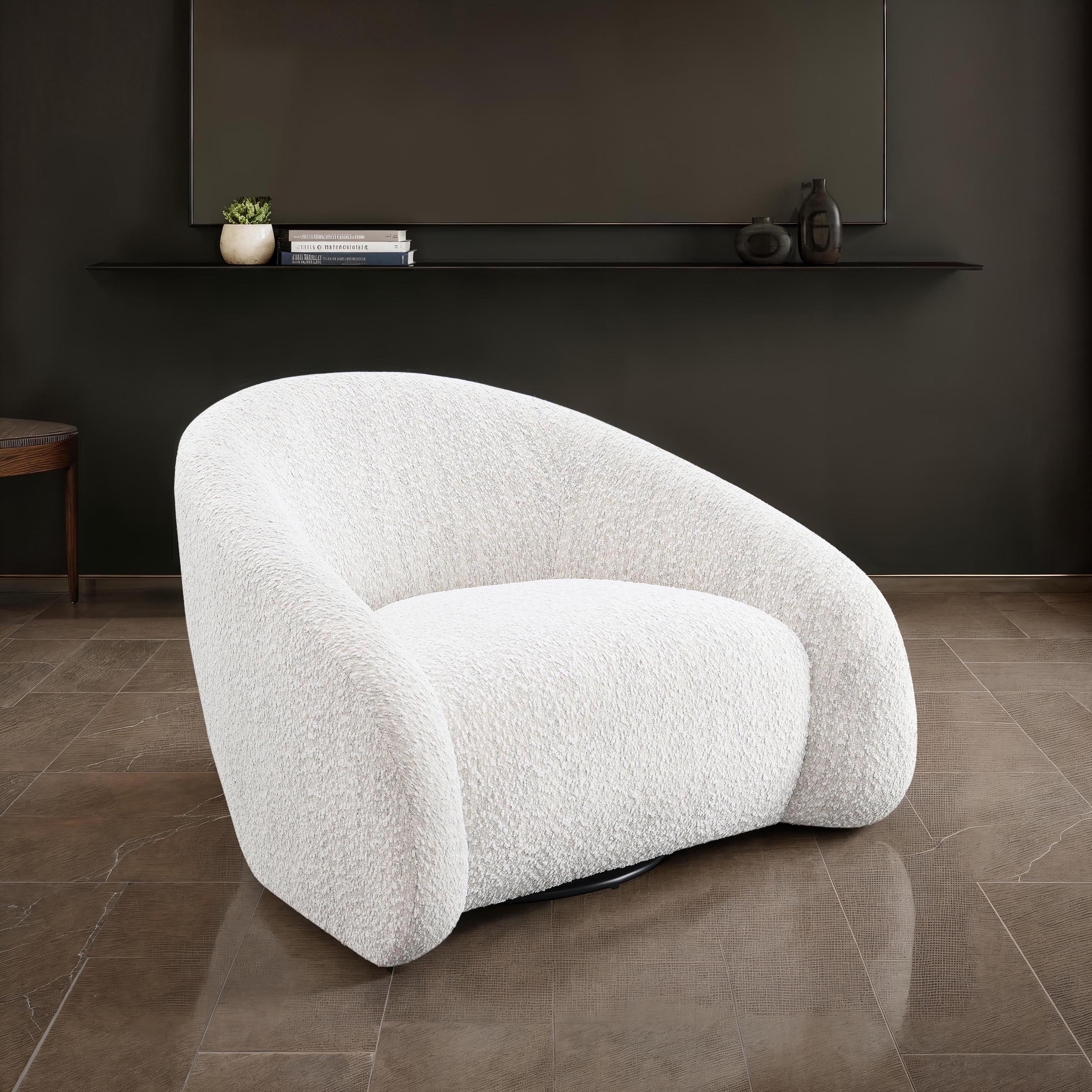 Furniture Of America Ruray Modern Upholstered Swivel Accent Chair With Curved Back And Arm