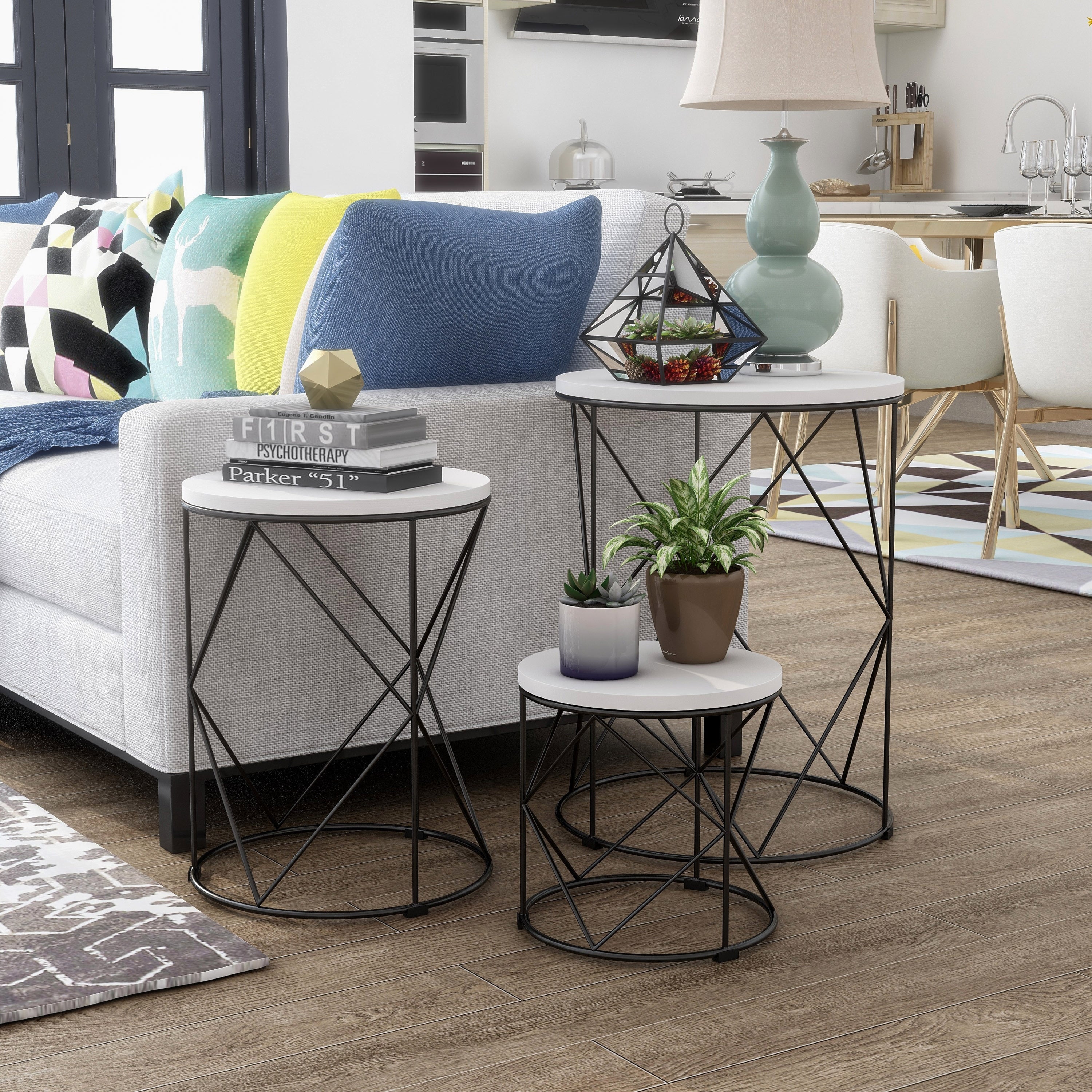 Furniture Of America Rusk Transitional Metal 3 Piece Nesting Table