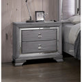 Sarita Contemporary Light Grey Mirror Trim 2 Drawer Nightstand By Foa