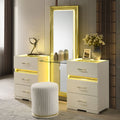 Furniture Of America Saven Modern 2 Piece 6 Drawer Vanity Set With Led Light And Full Length Mirror