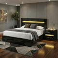 Furniture Of America Saven Modern 2 Piece Black Solid Wood Platform Bedroom Set With Led Light