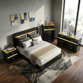 Furniture Of America Saven Modern 4 Piece Black Solid Wood Bedroom Set With Led Light