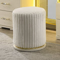 Furniture Of America Saven Modern Beige Faux Fur Upholstered Vanity Stool