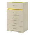 Furniture Of America Saven Modern Beige Solid Wood 5 Drawer Chest With Led Light