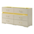 Furniture Of America Saven Modern Beige Solid Wood 6 Drawer Dresser With Led Light