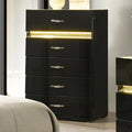 Furniture Of America Saven Modern Black Solid Wood 5 Drawer Chest With Led Light