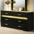 Furniture Of America Saven Modern Black Solid Wood 6 Drawer Dresser With Led Light