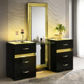 Furniture Of America Saven Modern Solid Wood 6 Drawer Vanity Table With Led Light