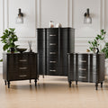 Furniture Of America Seabliss Glam 3 Piece Black Solid Wood Chest And 2 Nightstand Bedroom Set