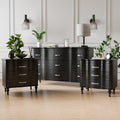 Furniture Of America Seabliss Glam 3 Piece Black Solid Wood Dresser And 2 Nightstand Bedroom Set