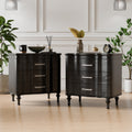 Furniture Of America Seabliss Glam Black Solid Wood 3 Drawer Nightstand Set Of 2