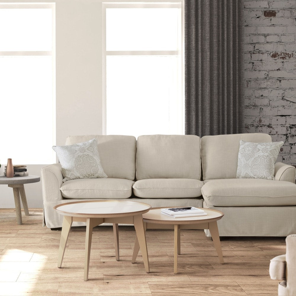 Furniture Of America Selenan Transitional Linen Fabric Foam Skirted Sectional
