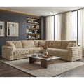 Furniture Of America Selne Modern Faux Fur Fabric Modular Sectional With Accent Pillows