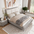 Furniture Of America Seraphine Modern 2 Piece Light Grey Solid Wood Panel Bedroom Set With Fluted Headboard
