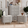 Furniture Of America Seraphine Modern 3 Piece Light Grey Solid Wood Chest And 2 Nightstand Bedroom Set