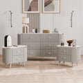Furniture Of America Seraphine Modern 3 Piece Light Grey Solid Wood Dresser And 2 Nightstand Bedroom Set