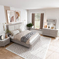 Furniture Of America Seraphine Modern 4 Piece Light Grey Solid Wood Panel Bedroom Set With Fluted Headboard