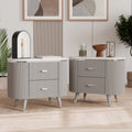 Furniture Of America Seraphine Modern Light Grey Solid Wood 2 Drawer Nightstand With Cultured Stone Top Set Of 2