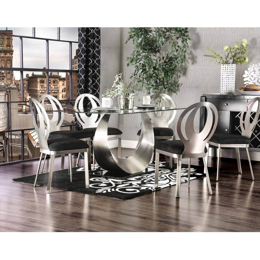 Serenia Contemporary 7 Piece Satin Metal Dining Set By Foa