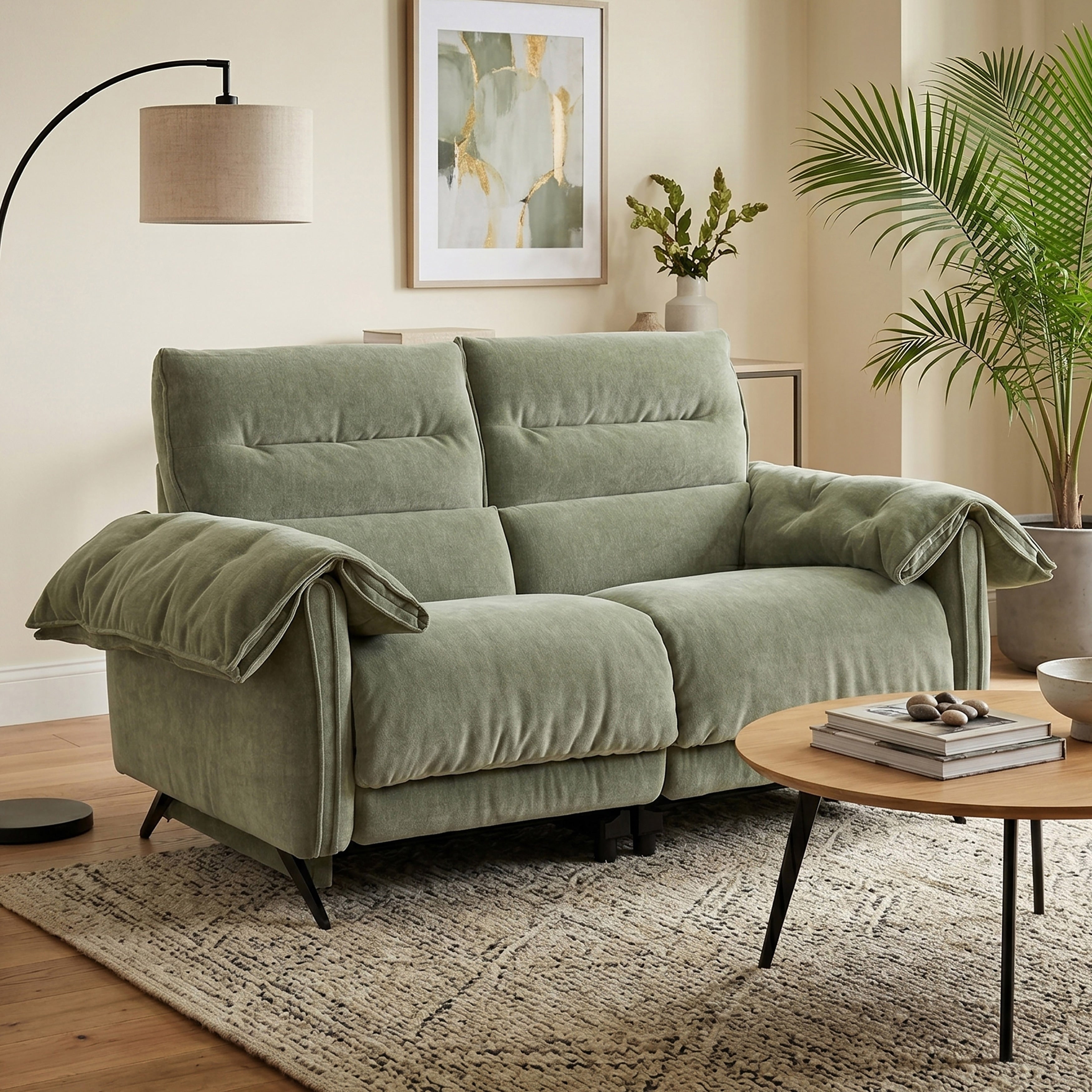 Furniture Of America Silon Modern Premium Fabric Oversized Seating Power Loveseat With Usb Ports