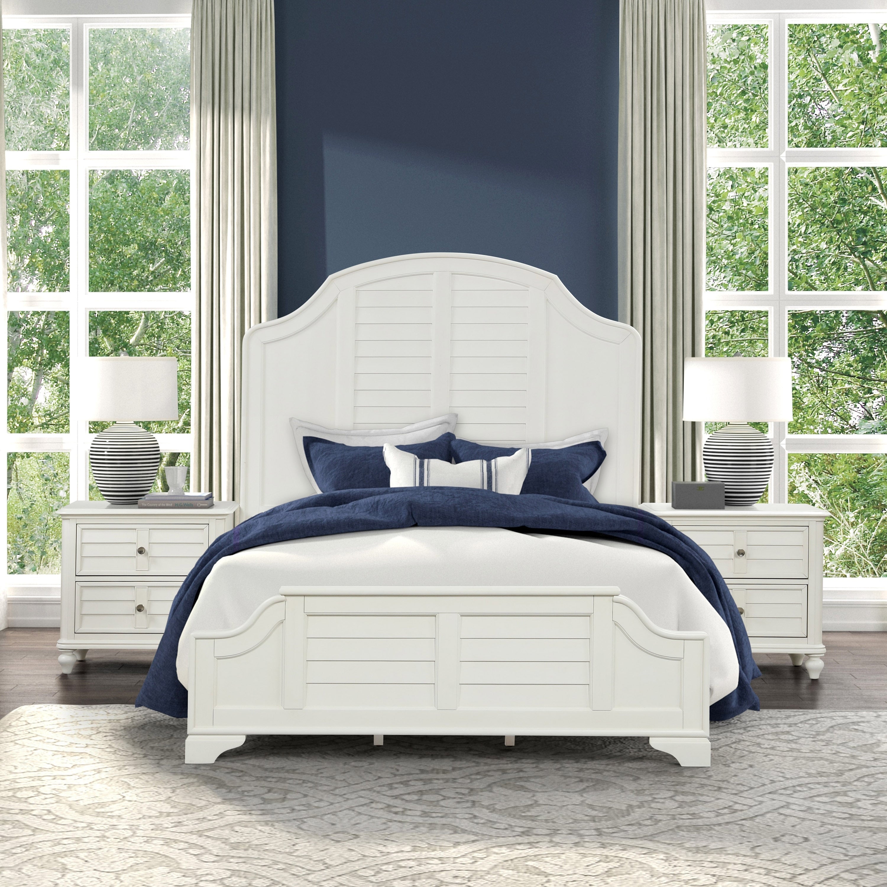 Furniture Of America Skye Coastal 3 Piece Antique White Solid Wood Queen Panel Bedroom Set