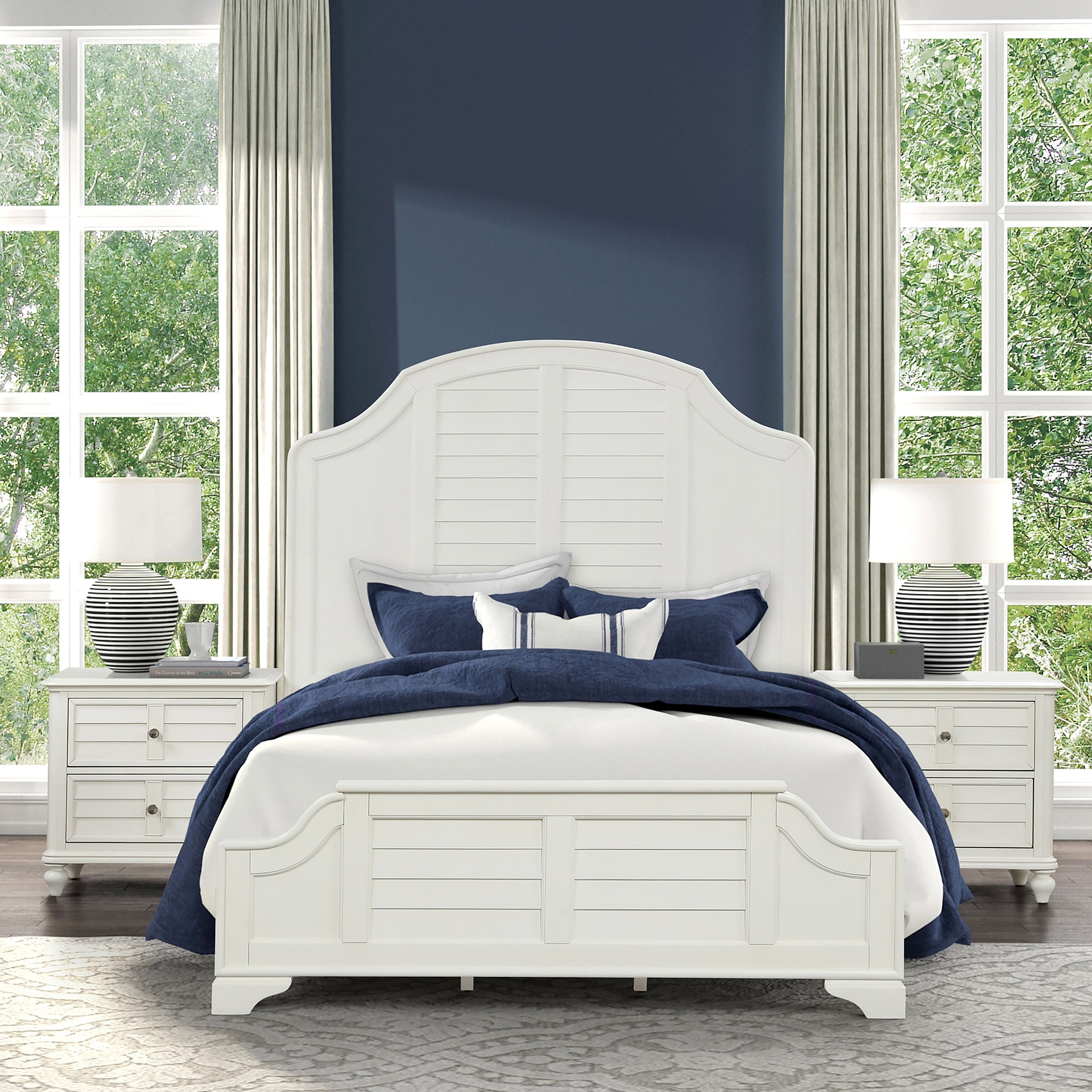 Furniture Of America Skye Coastal 3 Piece Antique White Wood King Panel Bedroom Set