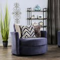 Furniture Of America Slaren Transitional Navy Microfiber Swivel Chair