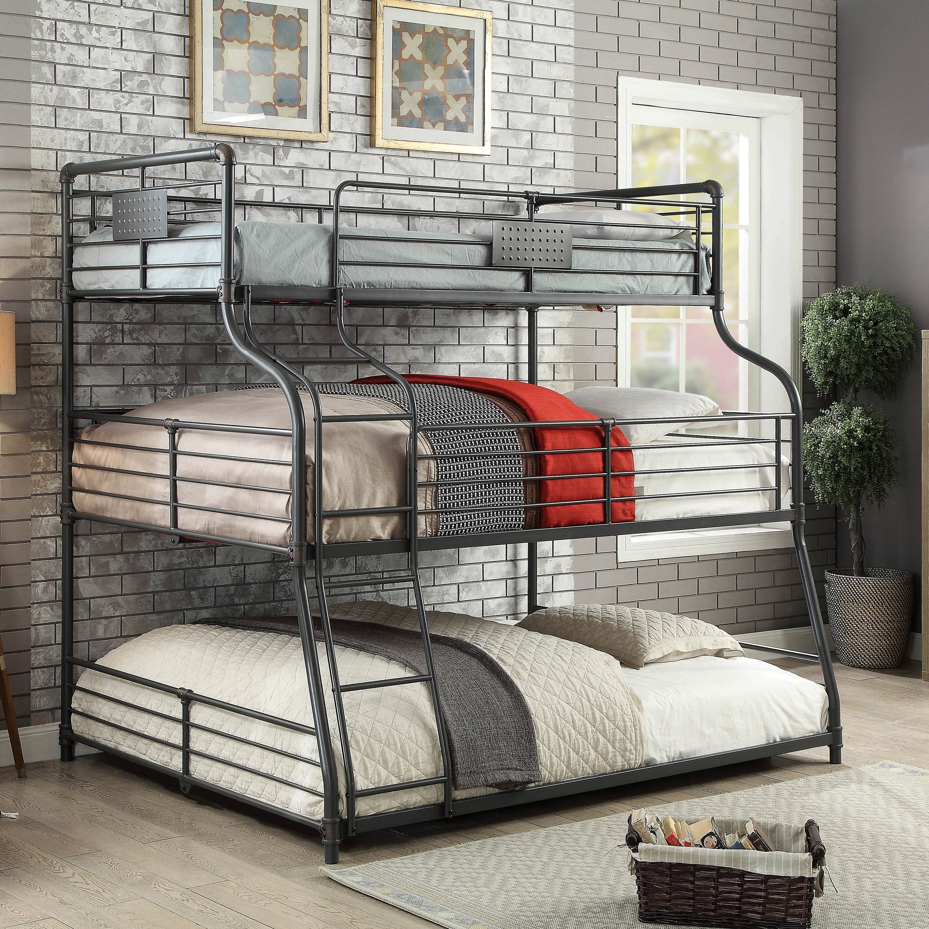 Furniture Of America Parcels Industrial Triple Decker Bunk Bed